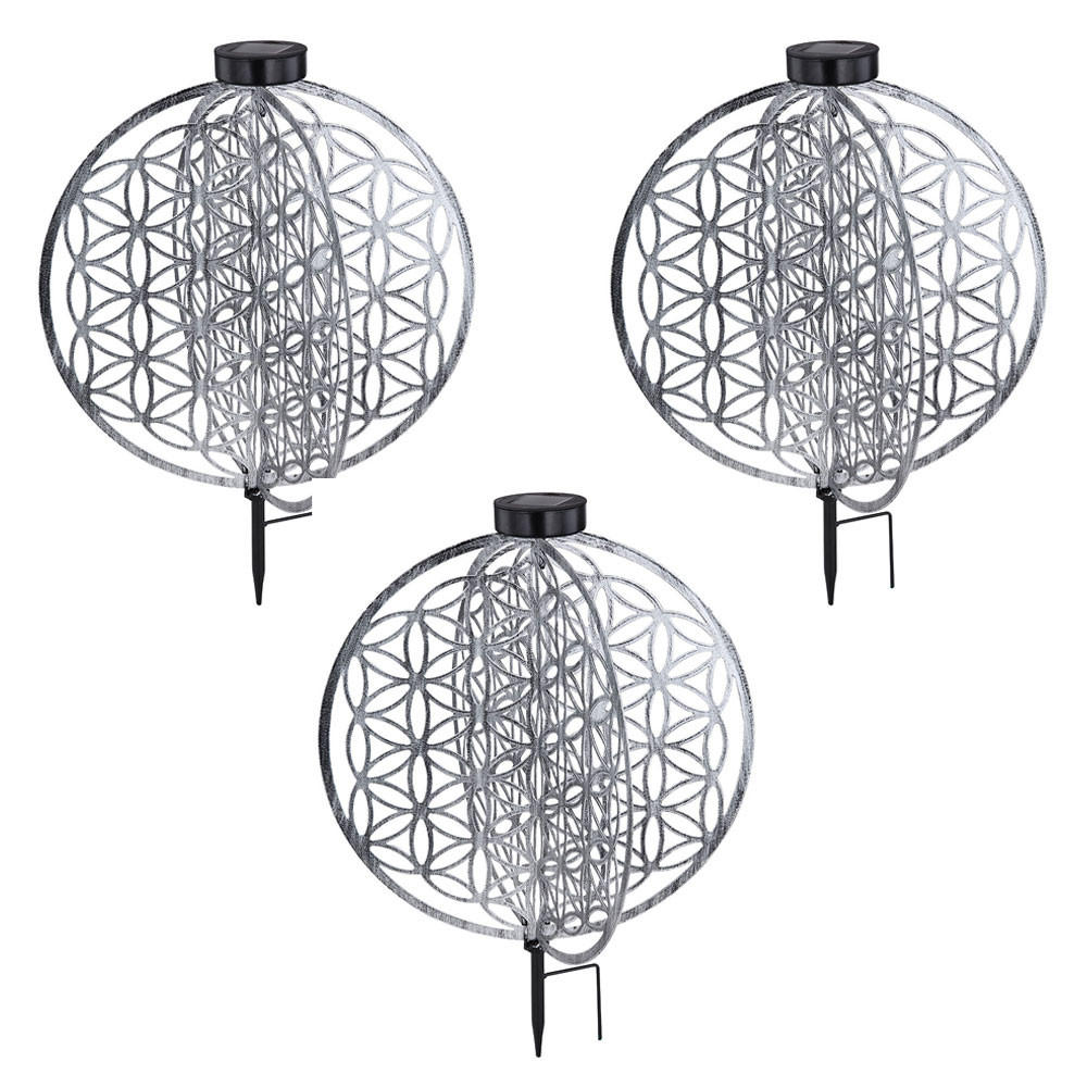 LED AUSSENLEUCHTE Solarleuchte Schwarz Silber - Schwarz, Metall (40/40/51cm) - Globo Lighting