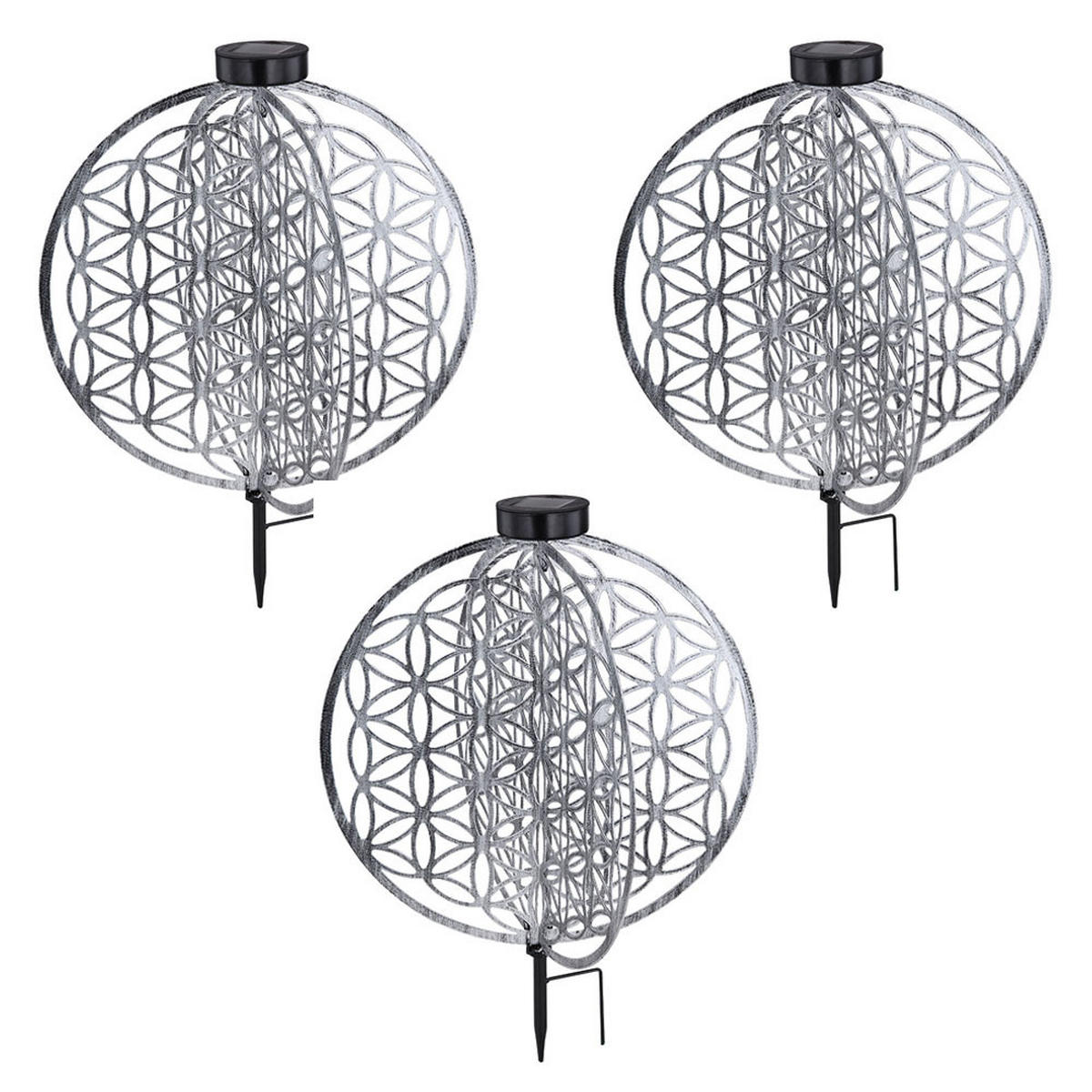 LED AUSSENLEUCHTE Solarleuchte Schwarz Silber - Schwarz, Metall (40/40/51cm) - Globo Lighting