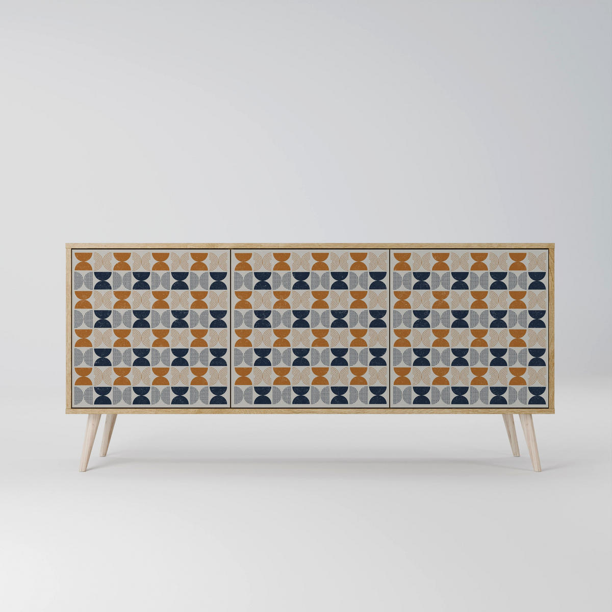 SIDEBOARD REFLECTION RANGE, Eicheneffekt, 164,5x42x77,5 cm, 3 Türen - Eichefarben/Buchefarben, Holzwerkstoff/Buchenholz (164.5/77.5/42cm) - SpaceRebels