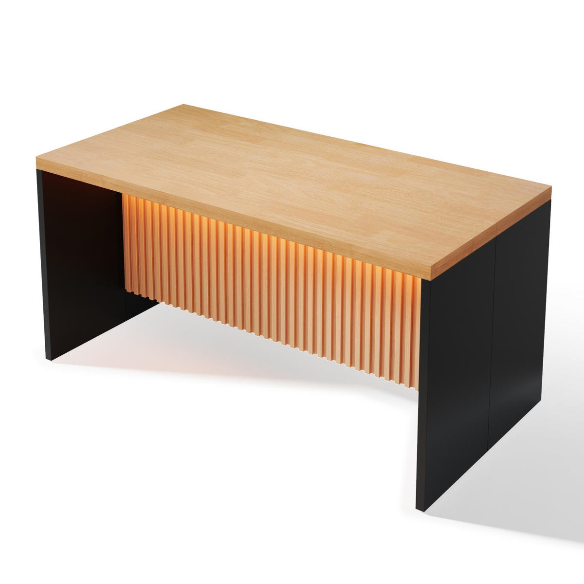 KÜCHENINSEL 155/80/90 cm Natürlich mit LED-Leuchten, 2 Steckdosen und 2 USB-Anschlüsse - Naturfarben, Holz/Holzwerkstoff (80/90/155cm) - Oxeza