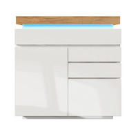 KOMMODE 110/39/115 cm in Weiß mit 2 Türen, 3 Schubladen und LED-Beleuchtung - Weiß, Holzwerkstoff (39/115/110cm) - Flora Grace