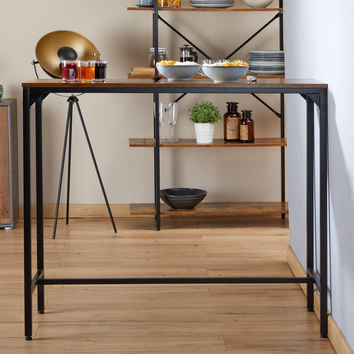 BARTISCH BRAGA - Dunkelbraun/Schwarz, Holzwerkstoff/Metall (110/92/40cm) - CARO-Möbel