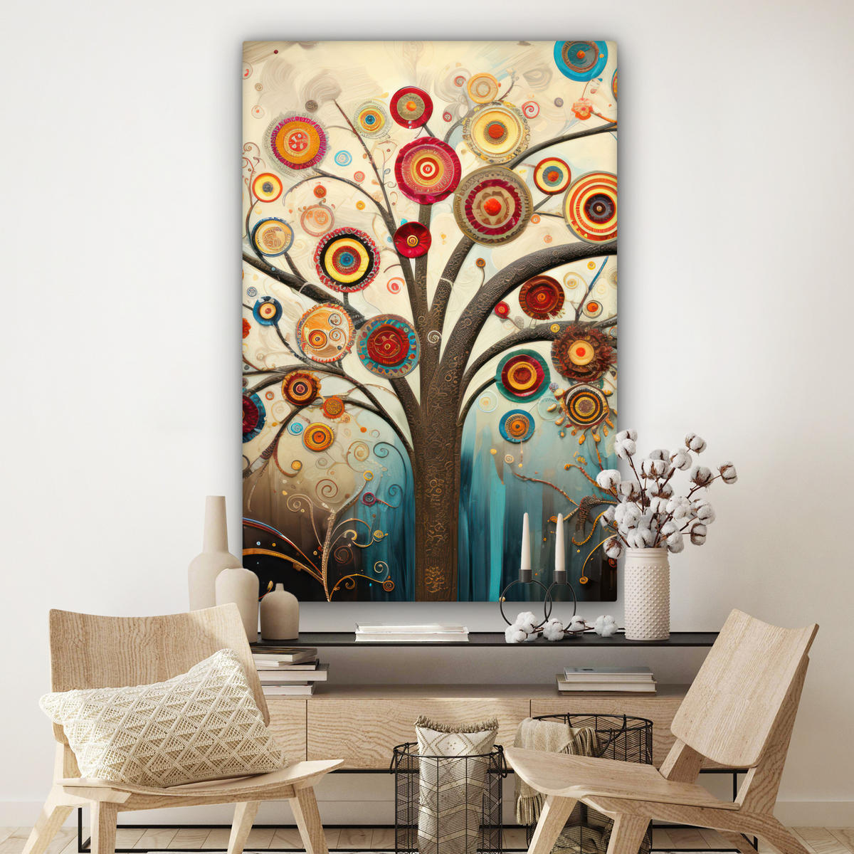 LEINWANDBILD Baum - Baum des Lebens - Farbe Deko Groß 90x140 cm - Braun, Textil (90/140cm) - MuchoWow