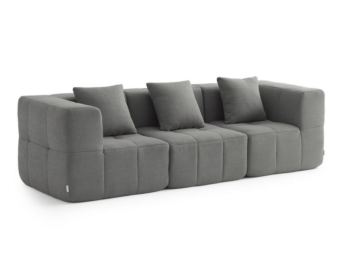 3-SITZER-SOFA Bouclé-Stoff Wolkengrau - Grau, Textil (260/73/95cm) - MILYsofa
