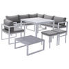 GARTENLOUNGE Ibiza Grau und Weiß 7 Plätze - Grau, Metall - Happy Garden