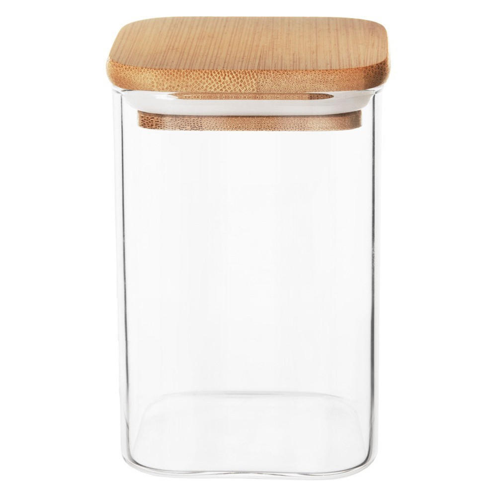 VORRATSGLAS quadratisch Bambus 1,1 l Transparent - Transparent, Glas (10.5/15.5/10.5cm) - Orion 