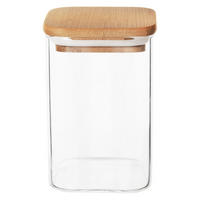 VORRATSGLAS quadratisch Bambus 1,1 l Transparent - Transparent, Glas (10.5/15.5/10.5cm) - Orion 