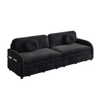 SCHLAFSOFA 3-in-1 ausziehbar 206 cm mit Stautaschen, DE-42862, Schwarz - Schwarz, Metall (206/90/84cm) - ComfortXL