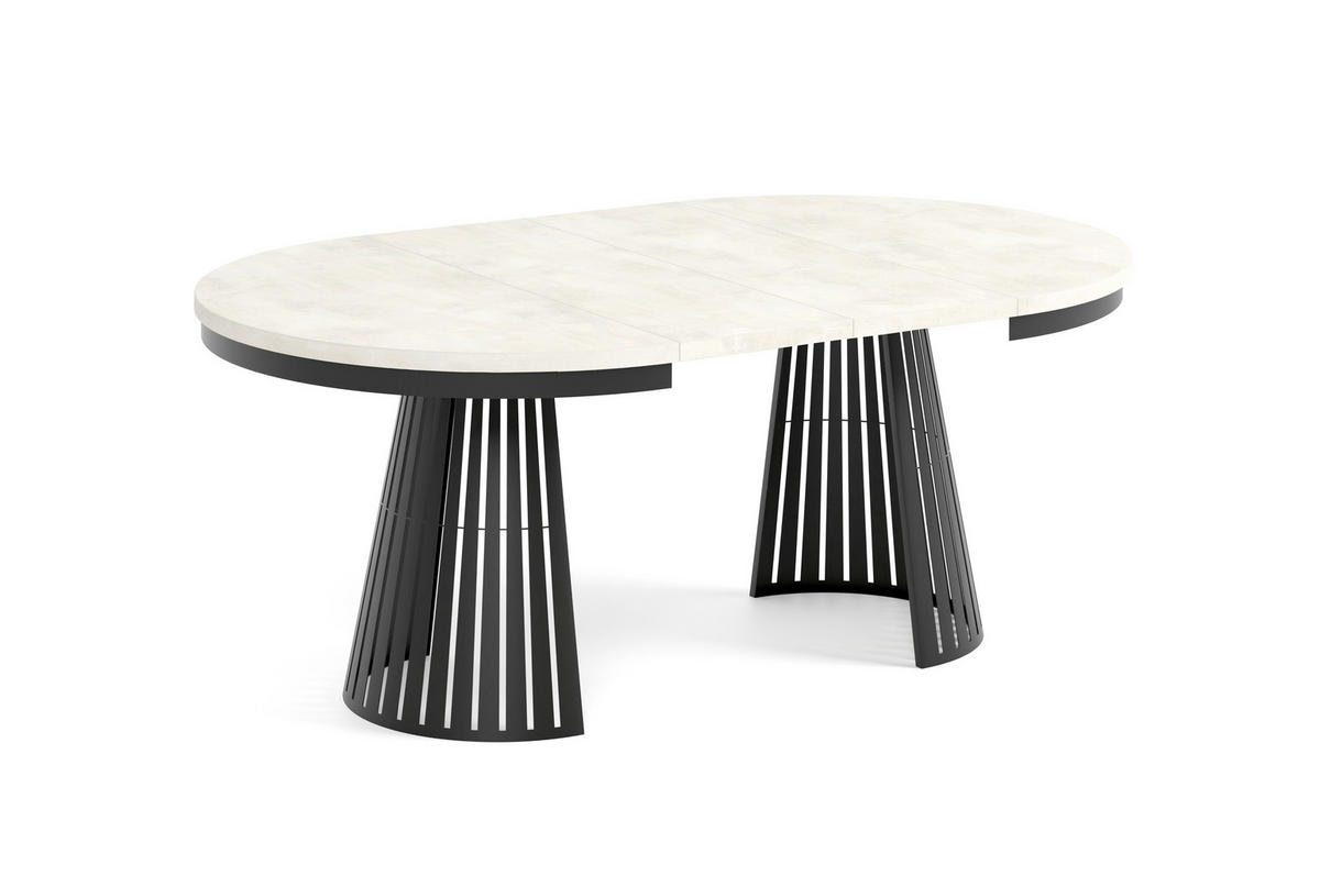 ESSTISCH Cone Bis - Creme/Schwarz, Holzwerkstoff/Metall (120/120/76cm) - Meblini