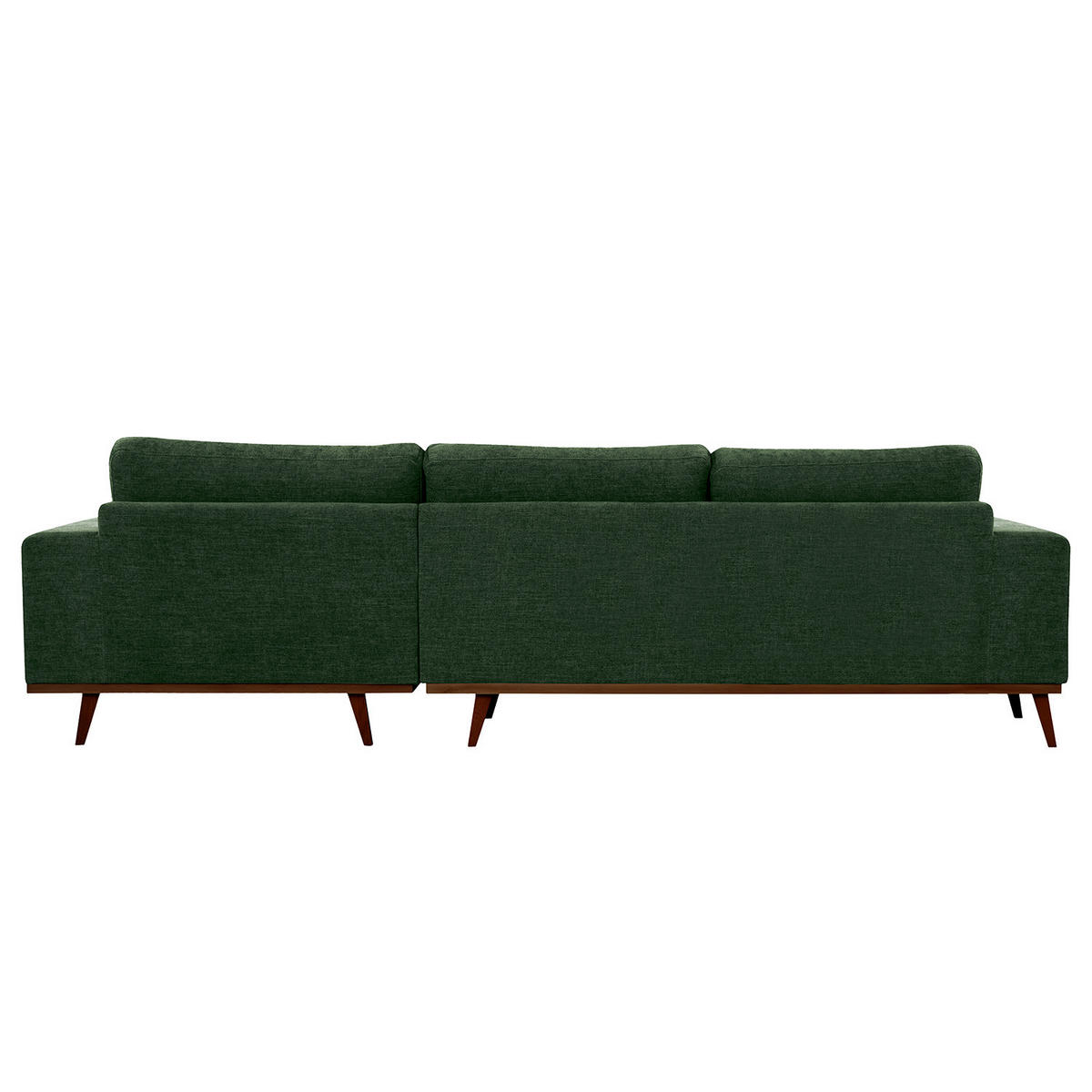 ECKSOFA mit Longchair - Dunkelgrün/Buchefarben, Buchenholz/Textil (281/153cm) - home24