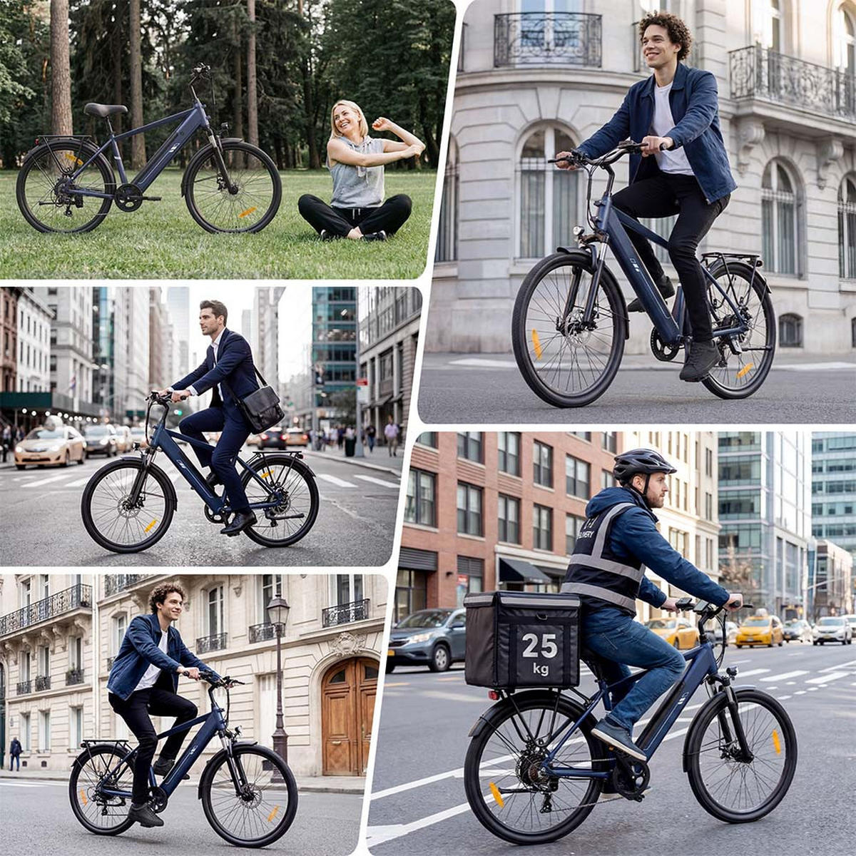 E-BIKE Touroll J2 – 250W Motor (45Nm), 561,6Wh Akku (100km Reichweite), Shimano 7-Gang, 60mm Federgabel, Dual-Scheibenbremsen, StVZO-Licht - Blau, Metall (77cm)