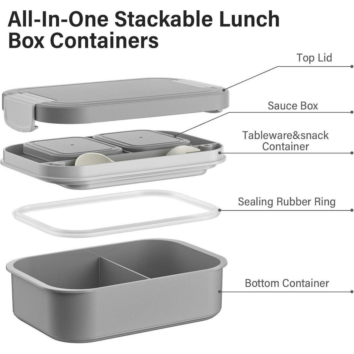 LUNCHBOX 1900ml Grau Auslaufsicher - Grau, Kunststoff (14/8/23cm)