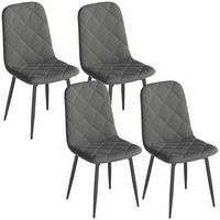 ESSZIMMERSTÜHLE 4er-Set DE-13274 hohe Rückenlehne & Veloursbezug Grau - Grau, Metall (54/87/45cm) - ComfortXL
