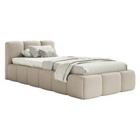 POLSTERBETT Cloudy Low Hellbeige Bouclé, 90x200 cm - Ecru/Schwarz, Kunststoff/Textil (90/200cm) - Selsey