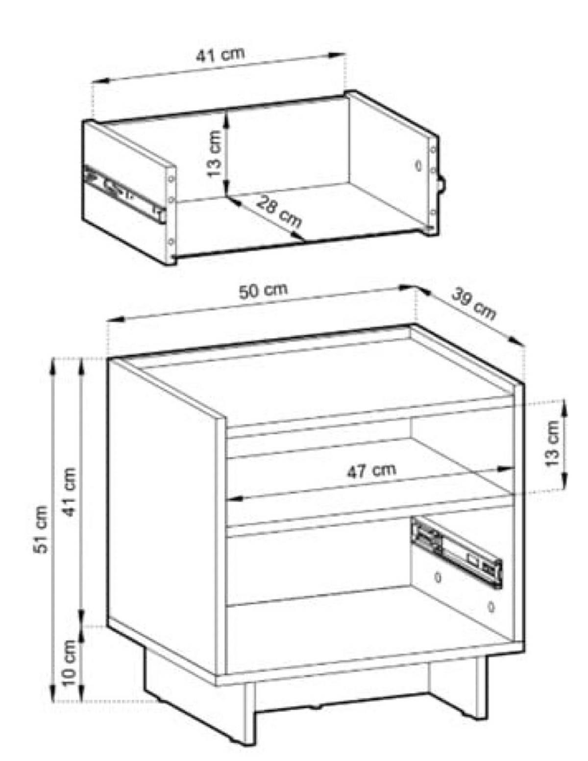 NACHTTISCH Eiche S50 - Eichefarben, Holzwerkstoff (50/51/39cm) - Sepro Meble