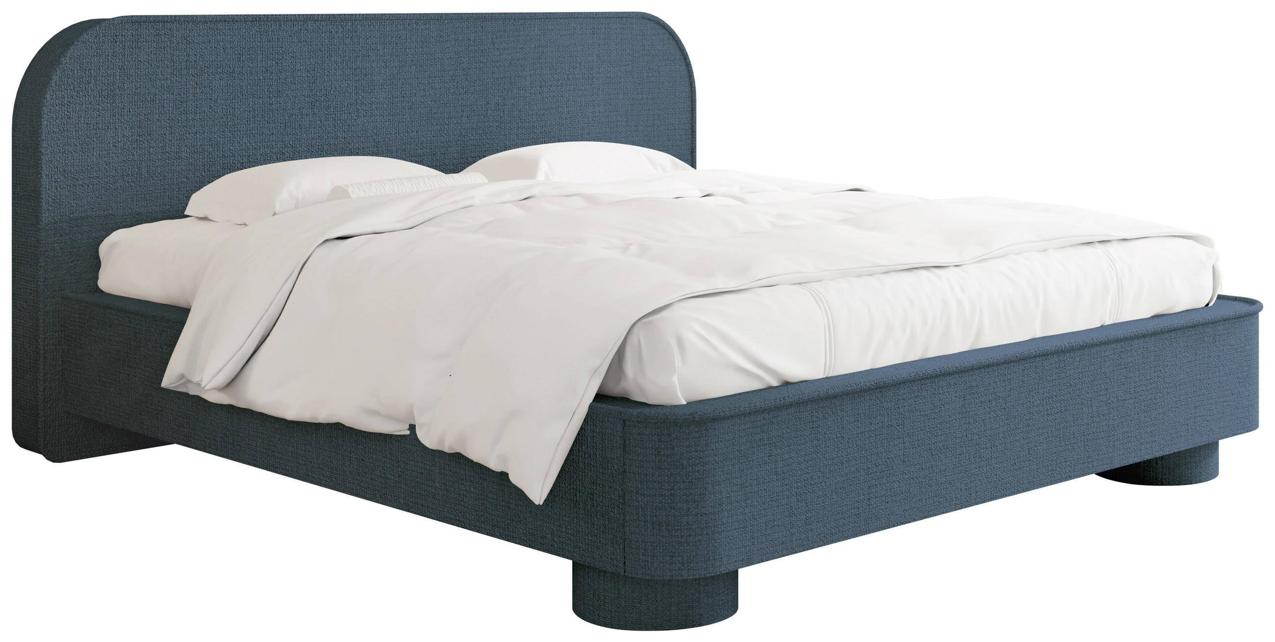 POLSTERBETT Aurora mit Bettkasten, Lattenrost & gepolsterten Füßen in Dunkelblau Chenille 200x200 cm - Blau/Birkefarben, Holzwerkstoff/Textil (200/200cm) - WFL GROUP
