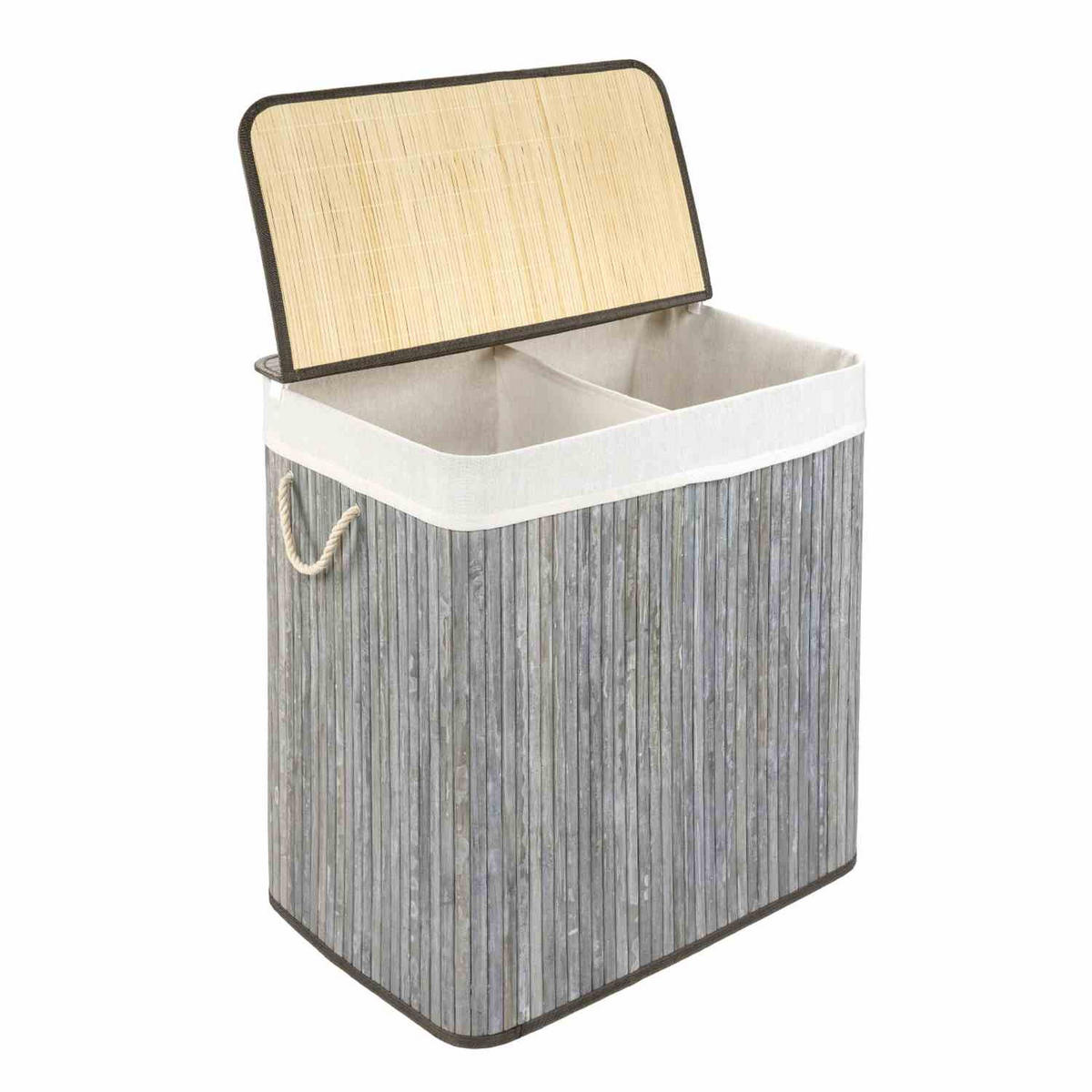 WÄSCHEKORB MIT DECKEL BAMBOO - Anthrazit, Naturmaterialien (60/60/40cm) - WohnDirect