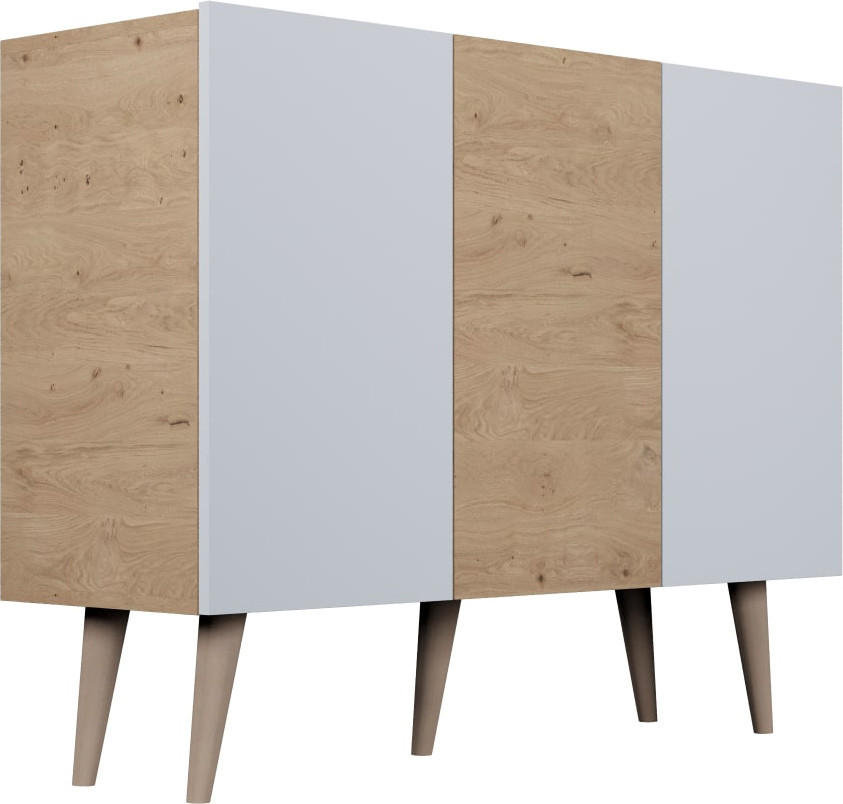 SIDEBOARD Ivy 120/95/40 in Lancelot Eiche, Weiß - Hellbraun/Braun, Holz/Holzwerkstoff (120/95.5/39.9cm) - WFL GROUP