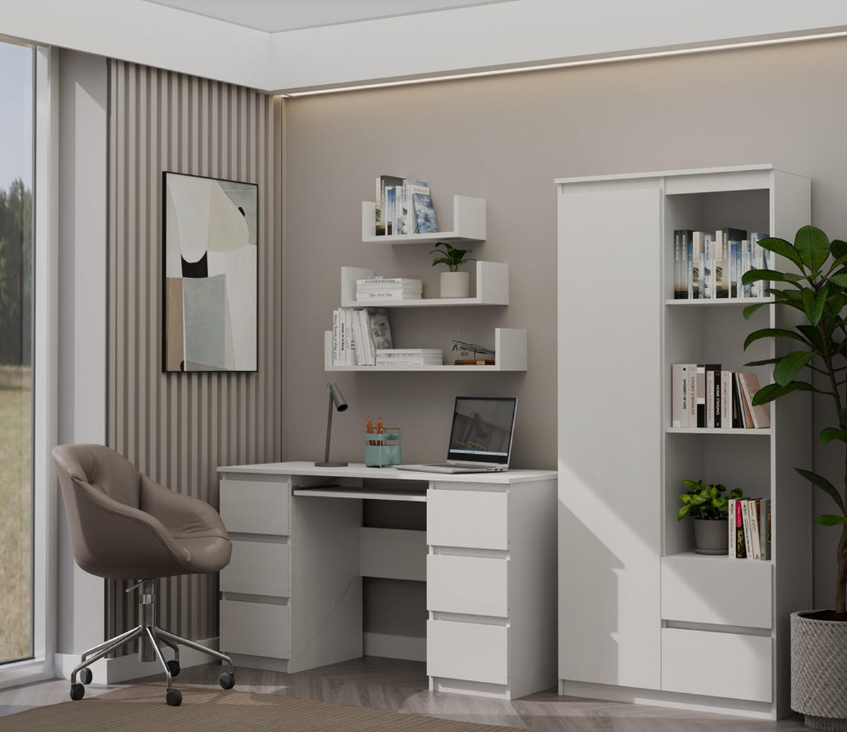 SCHREIBTISCH Weiß 130/76/51 - Weiß, Holzwerkstoff (51/130/76cm) - RAUMHIRSCH FURNITURE