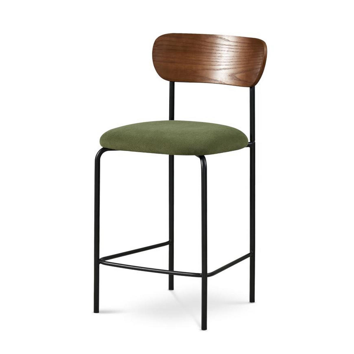 BARHOCKER 2er-Set Olivia skandinavischen aus khakifarbenem Cord - Beige/Schwarz, Textil/Metall (46/95.5/52.5cm) - Sicaan