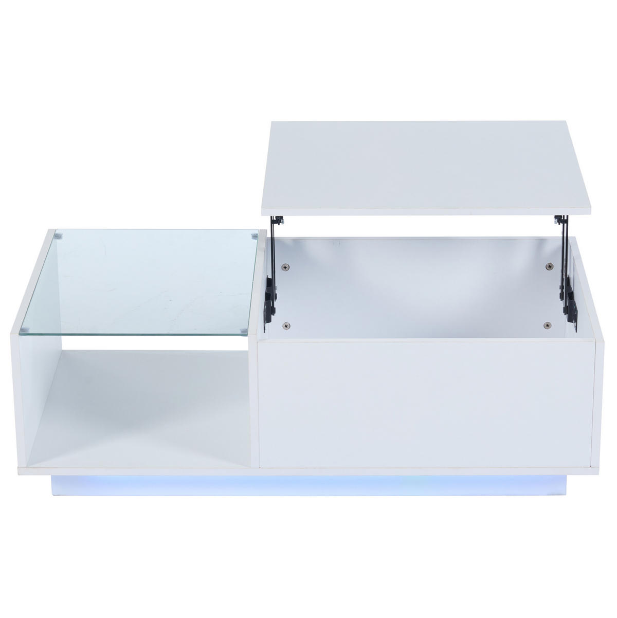 COUCHTISCH höhenverstellbar 100 x 50 cm Hochglanz White mit Stauraum - Weiß, Holzwerkstoff (100/50/33cm) - Meubliv
