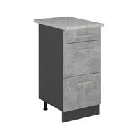KÜCHENUNTERSCHRANK R-Line Beton 40 cm mit Schubladen, AP Marmor - Schieferfarben/Anthrazit, Holzwerkstoff (40/81.6/60cm) - Vicco