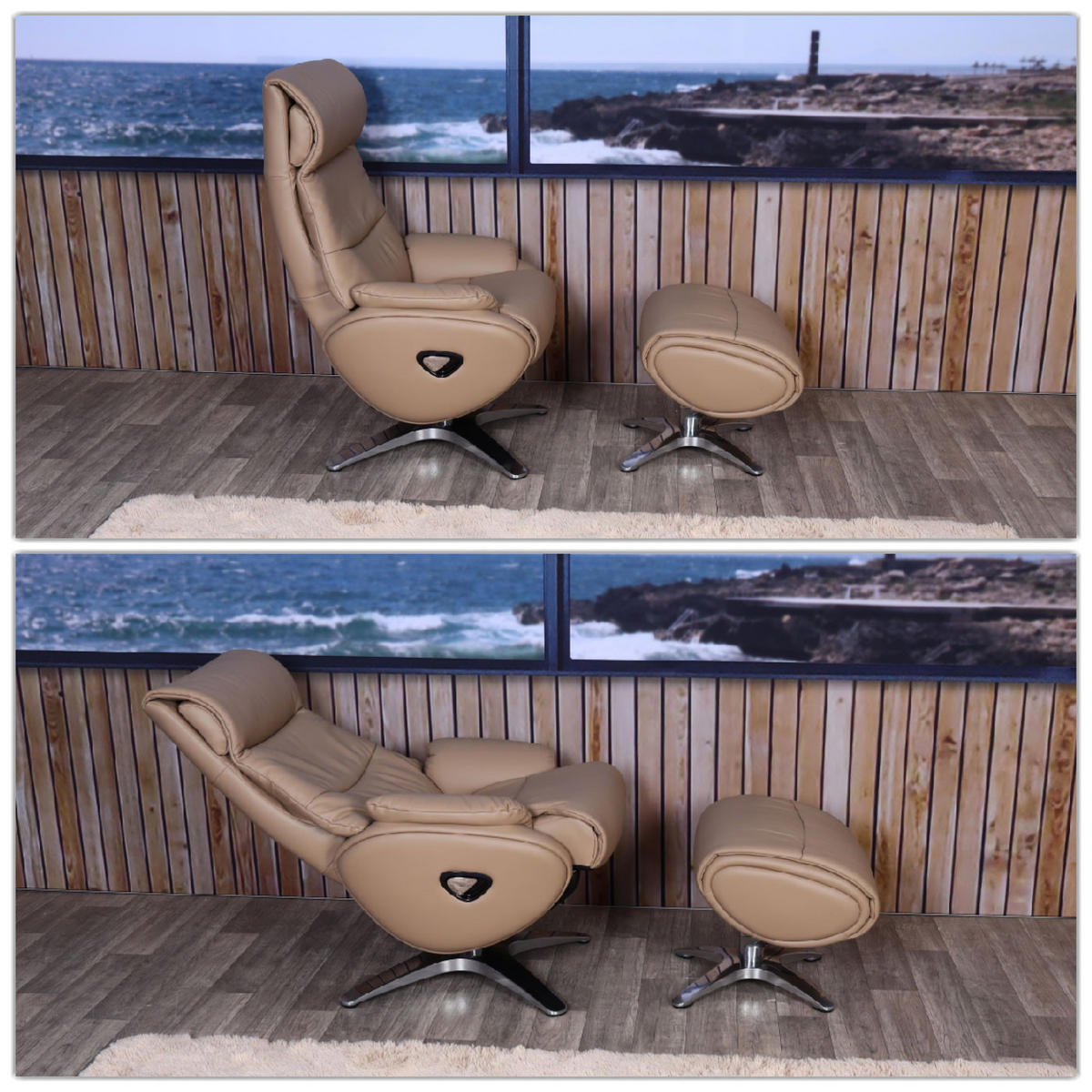 RELAXSESSEL MIT HOCKER taupe - Taupe, Textil (117/110/77cm) - MCW