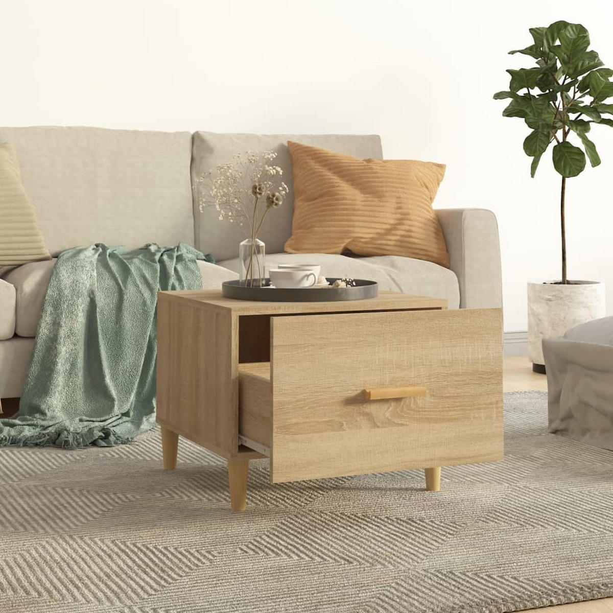 COUCHTISCHE 2 Stk. Sonoma-Eiche 50x50x40 cm Holzwerkstoff - Braun, Holzwerkstoff (50/50/40cm) - furnicato