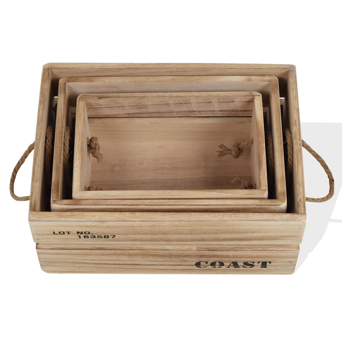 HOLZKISTEN SET, 3tlg. Braun 25/36/17 cm - Braun, Holz (25/17/36cm) - Mobili Rebecca