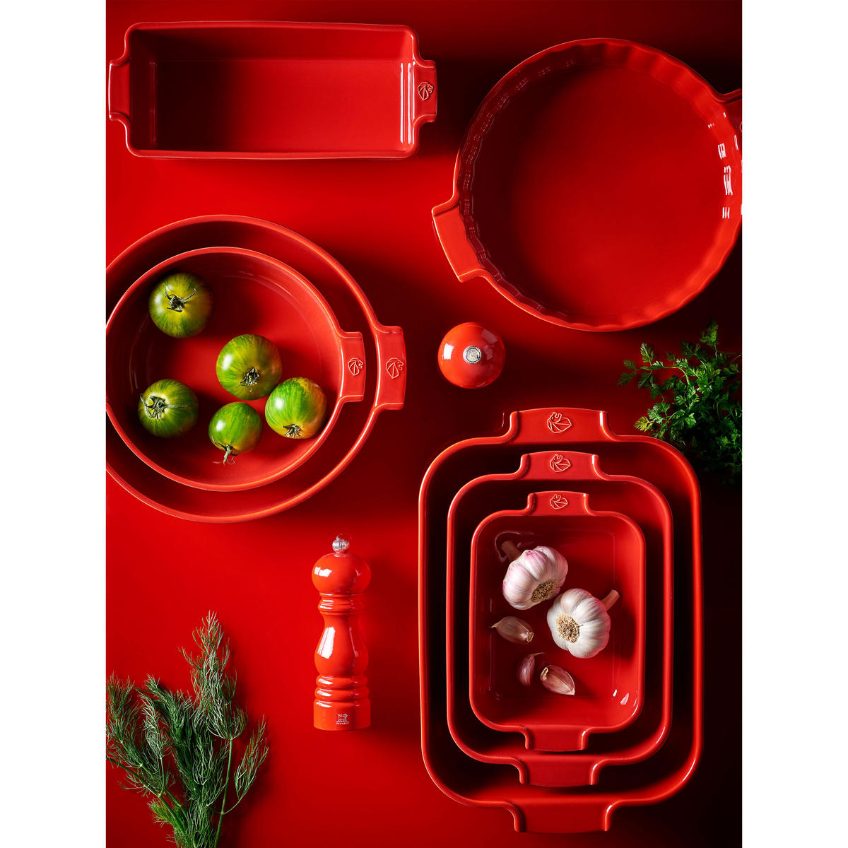 AUFLAUFFORM Keramik Appolia 32cm Rechteckig Rot Spülmaschinenfest - Rot, Keramik (21.7/32/7.2cm) - PEUGEOT