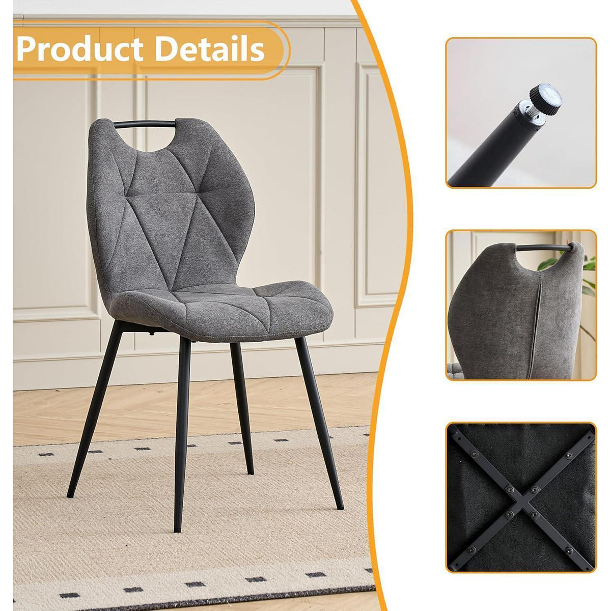 ESSZIMMERSTUHL 4er-Set Stoff Grau - Grau, Textil (44/86/48cm)