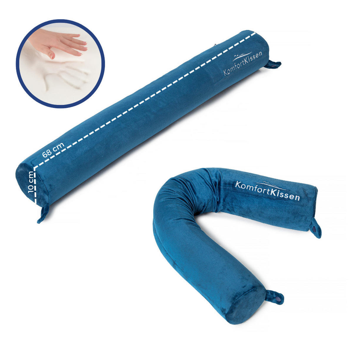 NACKENROLLE - Blau, Textil (10/68cm) - KomfortKissen