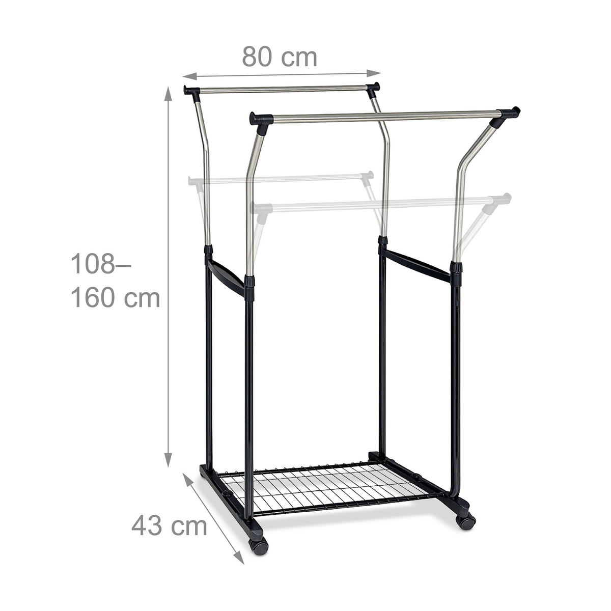 KLEIDERSTÄNDER - Multicolor/Schwarz, Kunststoff/Metall (80/160/43cm) - Relaxdays