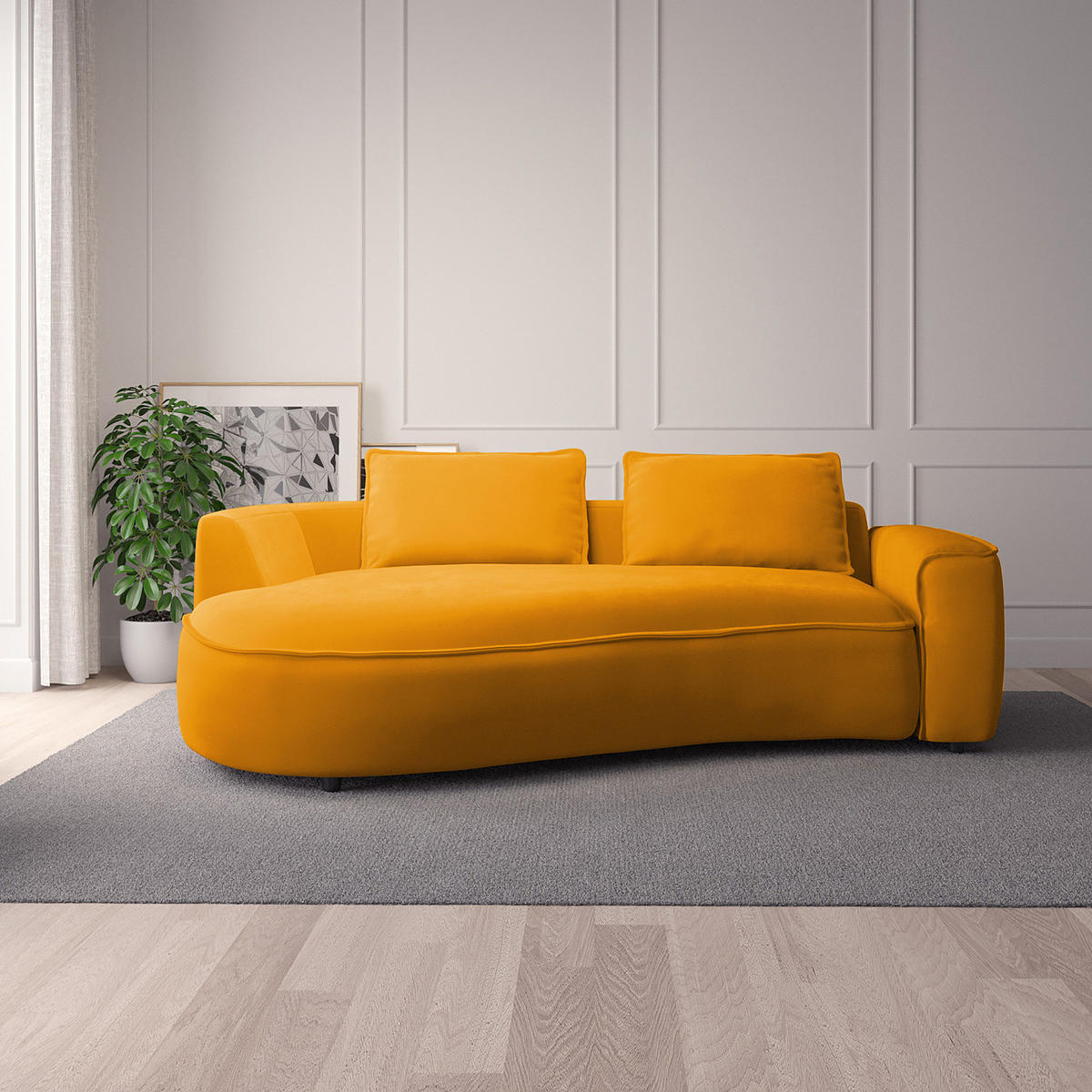 2,5-SITZER SOFA - Schwarz/Orange, Kunststoff/Textil (217/82/146cm) - home24