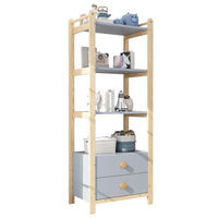 BÜCHERREGAL in Blau Standregal mit Schubladen für Wohnzimmer oder Bücherzimmer, B70/T44/H180cm - Blau/Naturfarben, Holz/Holzwerkstoff (70/180/44cm) - STILVORA
