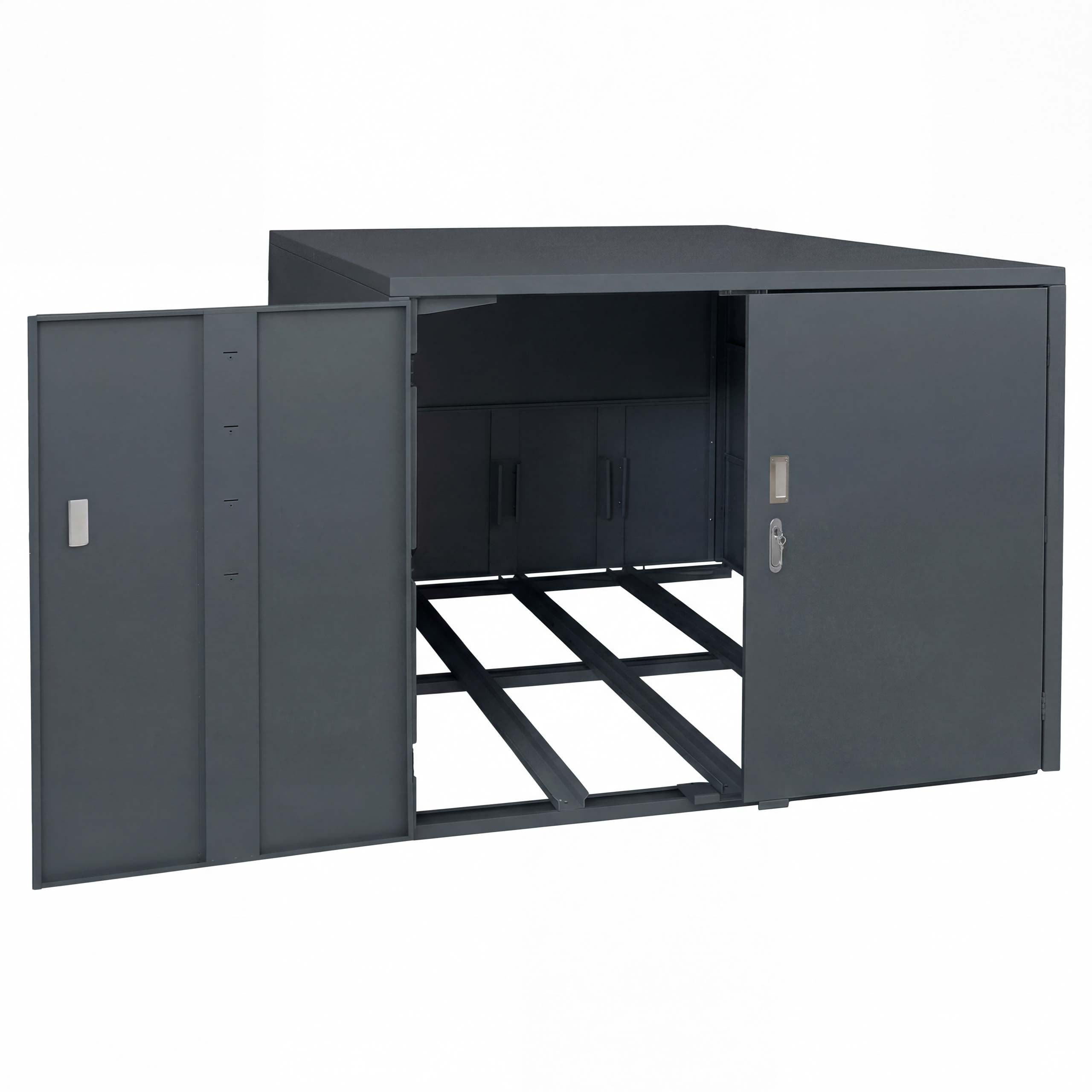 FAHRRADGARAGE 3er 124x148x208cm Anthrazit - Anthrazit, Metall (148/124/208cm) - PROREGAL