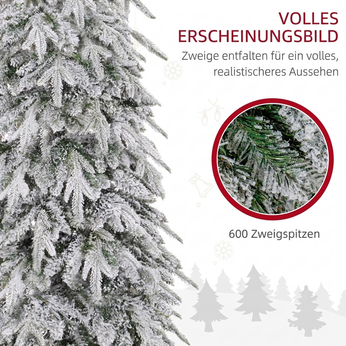 WEIHNACHTSBAUM DE-41592 180 cm, 600 Zweige, Kunstschnee Grün - Grün, Kunststoff (180cm) - ComfortXL
