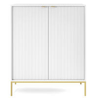 HIGHBOARD Vellore Weiß mit goldenen Metallbeinen 104 cm - Goldfarben/Weiß, Holzwerkstoff/Metall (104/125/39cm) - Selsey