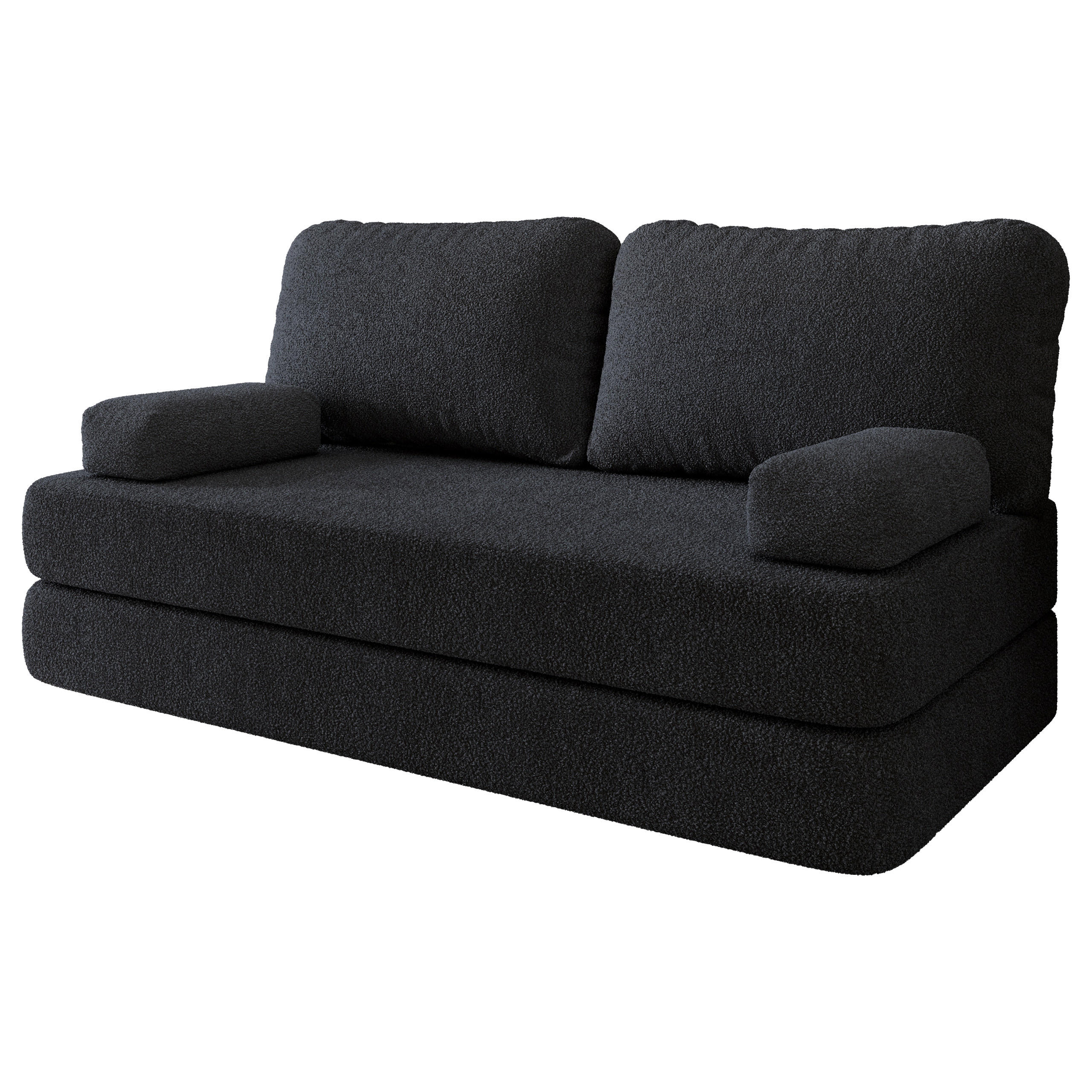 BETTSOFA NIKSI aus Schaumstoff Bucle-Stoff Schwarz Schlaffunktion - Schwarz, Textil (170/86/80cm) - MASSENO