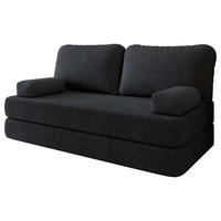 BETTSOFA NIKSI aus Schaumstoff Bucle-Stoff Schwarz Schlaffunktion - Schwarz, Textil (170/86/80cm) - MASSENO