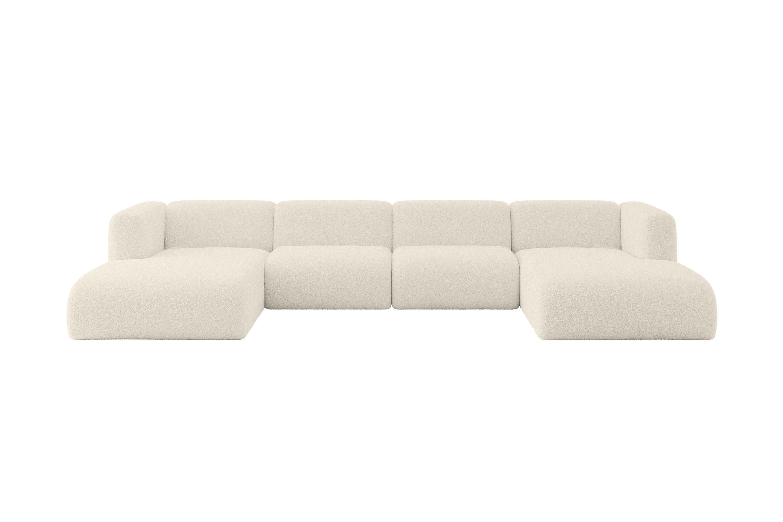WOHNLANDSCHAFT MIRA-U2 408x179x70 Beige Bouclé - Kaschmir/Beige, Holzwerkstoff/Kunststoff (408/70/179cm) - ALTDECOR