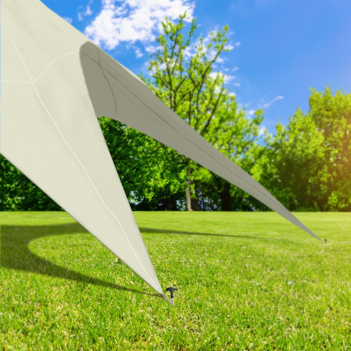 STERNZELT Tilda 12 m Kunststoff Creme Sonnensegel - Creme, Kunststoff (1200/500/1200cm) - DELUKE
