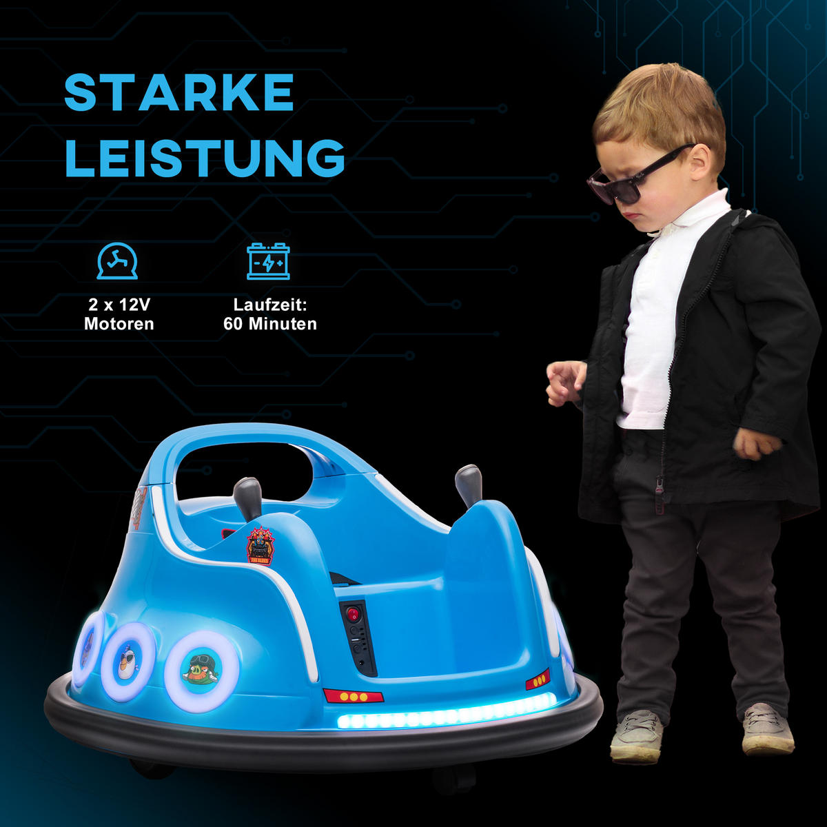 KINDER AUTOSCOOTER, Kunststoff, Metall, Blau - Blau, Kunststoff (73/73/44cm) - AIYAPLAY