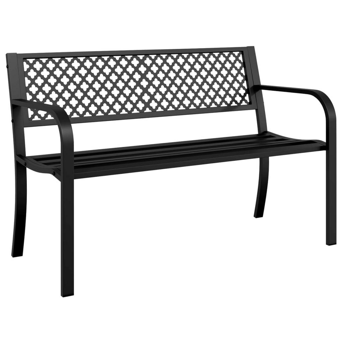 GARTENBANK 119 cm Schwarz Stahl - Schwarz, Metall (119/76/52cm) - furnicato