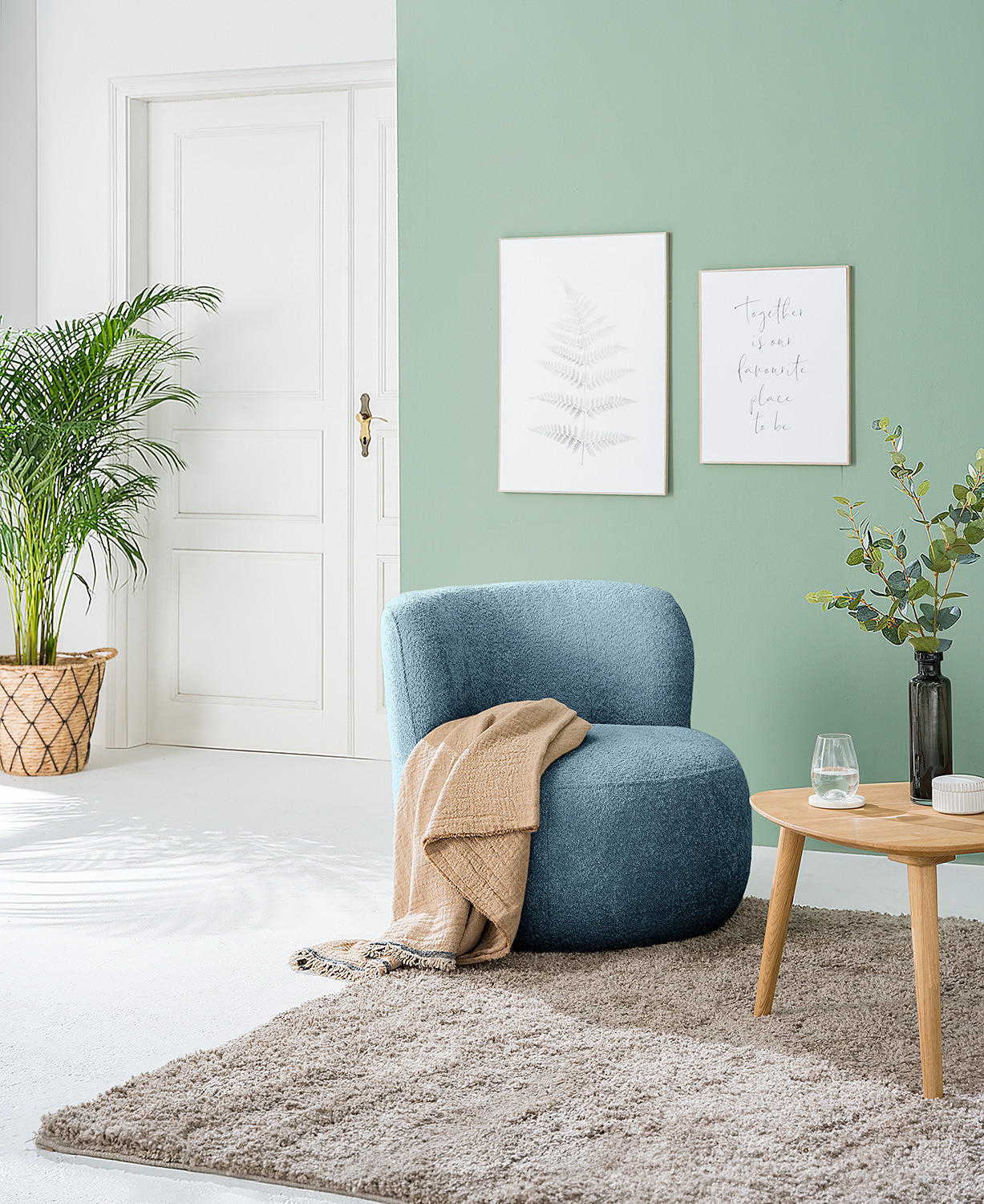 SESSEL - Schwarz/Hellblau, Textil (78/75/84cm) - home24