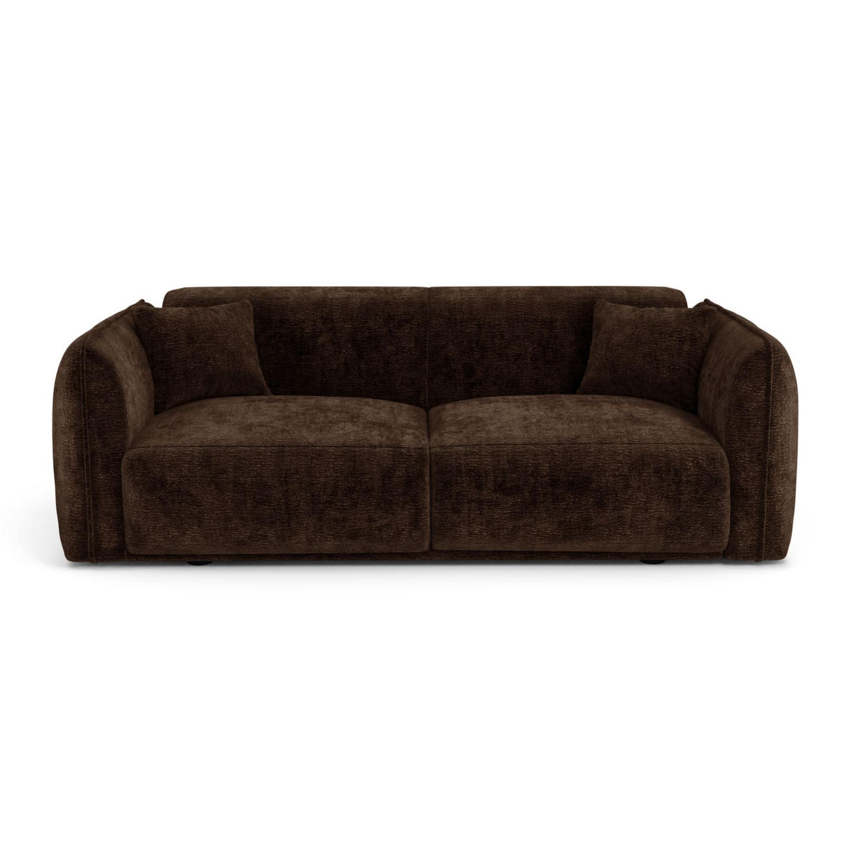 SOFA LUSH Gemusterter Samt Espressobraun 205cm - Dunkelbraun/Braun, Textil (205/72.5/90cm) - Premium Interiors
