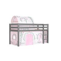 KINDERBETT Karolina 210x114x106 Massivholz Grau Textilset Burg 2 - Hellgrau/Grau, Holz (90/200cm) - 58aufmkessel