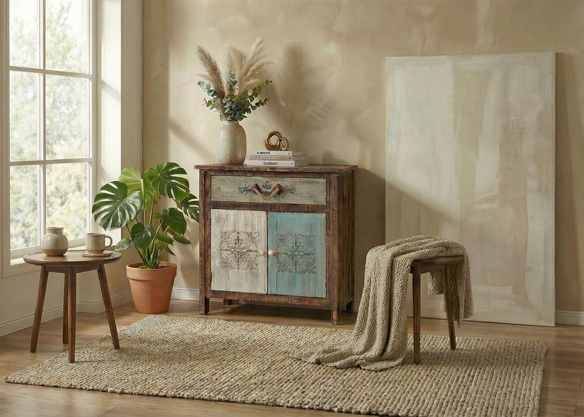 KOMMODE Blau, Weiß - Blau/Weiß, Holz (80/84/40cm) - MCW