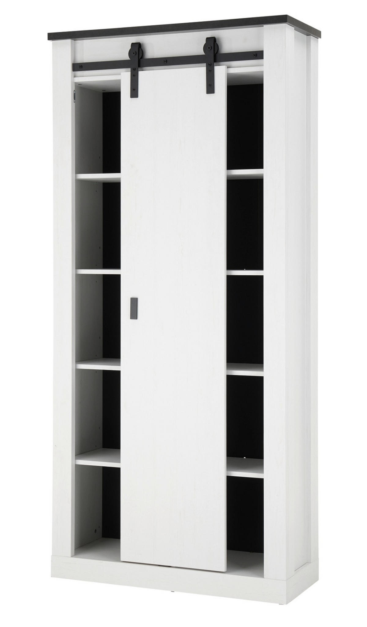 AKTENSCHRANK weiß Pinie, anthrazit Landhaus, Regalschrank mit viel Stauraum - Anthrazit/Weiß, Holzwerkstoff/Metall (93/201/38cm) - Furn.Design