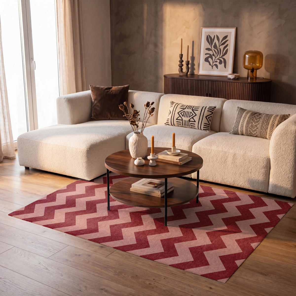 TEPPICH - Zickzack - Streifen - Muster - Rot - 150x90 cm - Rot, Kunststoff/Textil (150/0.4cm) - OnlyWow
